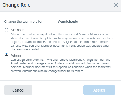 Changing a role